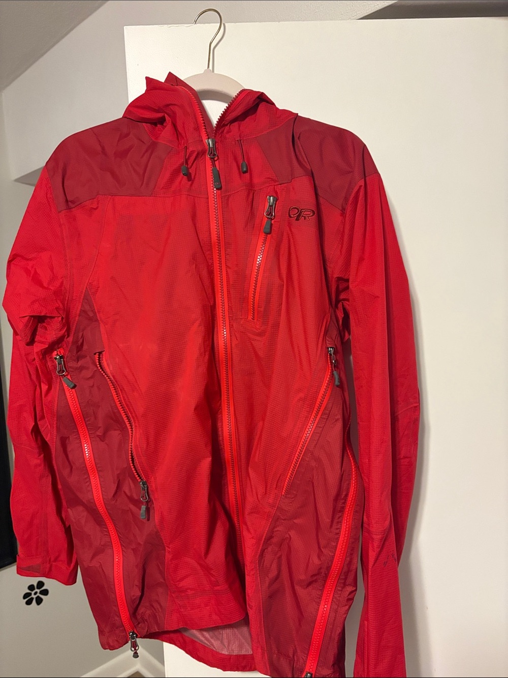 Outdoor Research Red Hooded Men's Rain Jacket